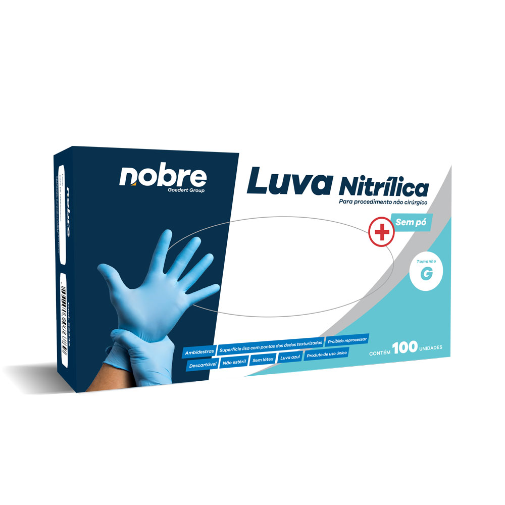 Luva Nitrílica Descartável G – Nobre – Caixa com 100und - Image 2