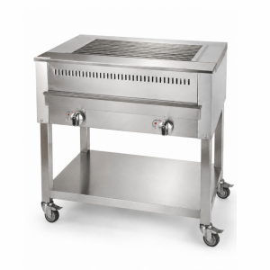 Grelhador a Gás MASTER com carrinho Inox 80×50 cm – 8 kW (queimadores cerâmicos)
